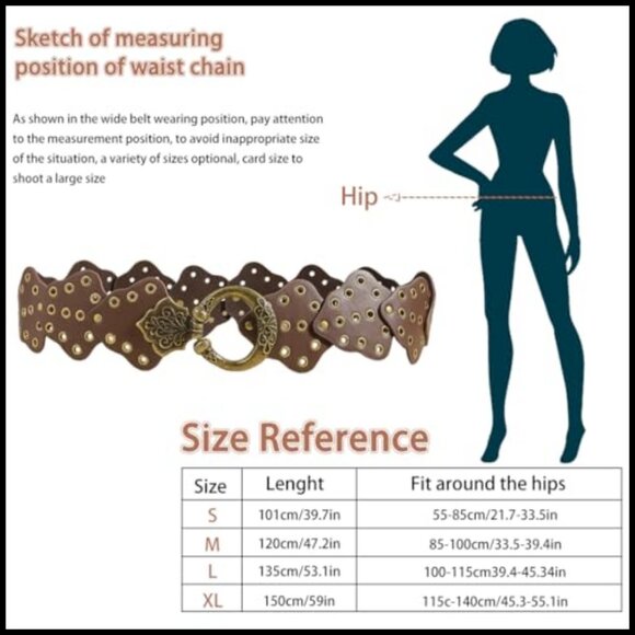 Boho Western Wide Leather Belt Vintage Cowgirl Style Metal Buckle Adjustable